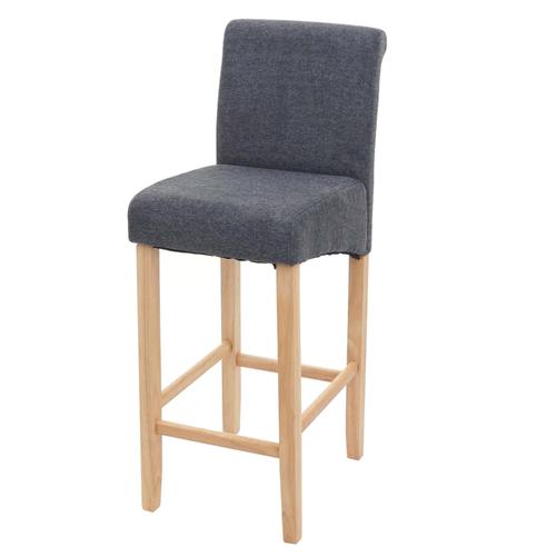 Tabouret De Bar Hwc-C33, Tabouret De Comptoir, Bois   Gris Foncé, Pieds Clairs, Tissu/Textile