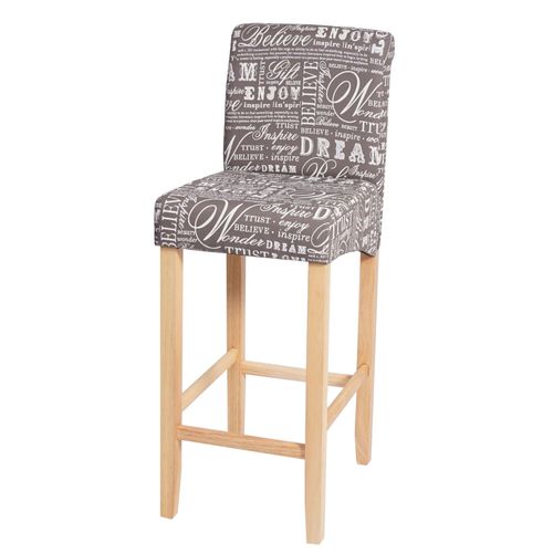 Tabouret De Bar Hwc-C33, Tabouret De Comptoir, Bois   Écriture, Gris, Pieds Clairs, Tissu/Textile