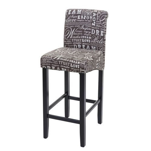 Tabouret De Bar Hwc-C33, Tabouret De Comptoir, Bois   Écriture, Gris, Pieds Foncés, Tissu/Textile