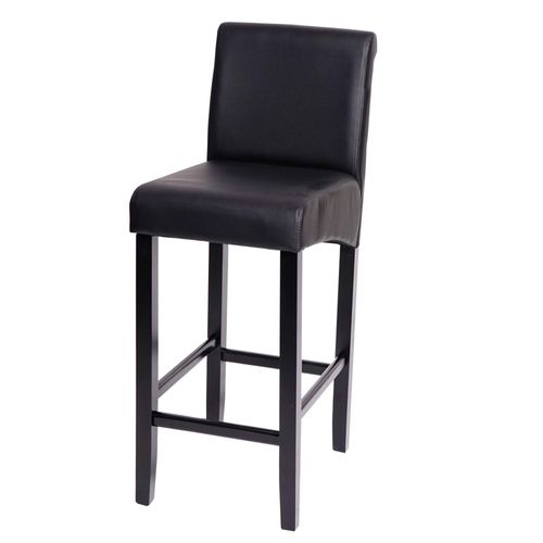 Tabouret De Bar Hwc-C33, Tabouret De Comptoir, Bois   Noir Mat, Pieds Foncés, Similicuir