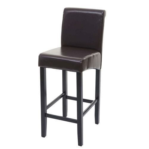 Tabouret De Bar Hwc-C33, Tabouret De Comptoir, Bois   Brun, Pieds Foncés, Cuir