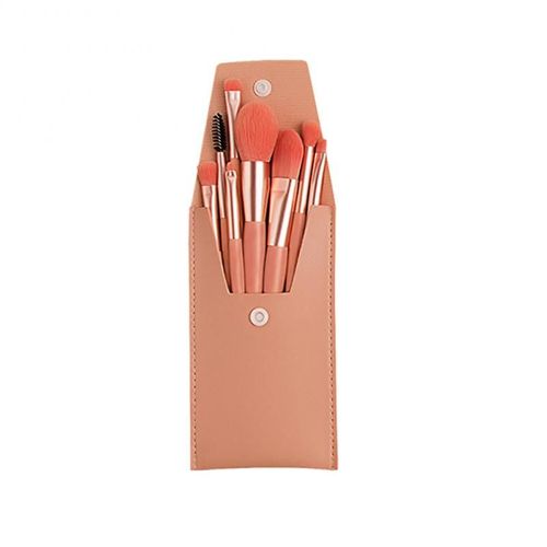 Ensemble De Pinceaux De Maquillage + Sac, Poudre Fond De Teint, Fard À Paupières, Eyeliner, Lèvres, Portable, Débutants, Brosses En Fiber De Nylon, 8 Pièces 