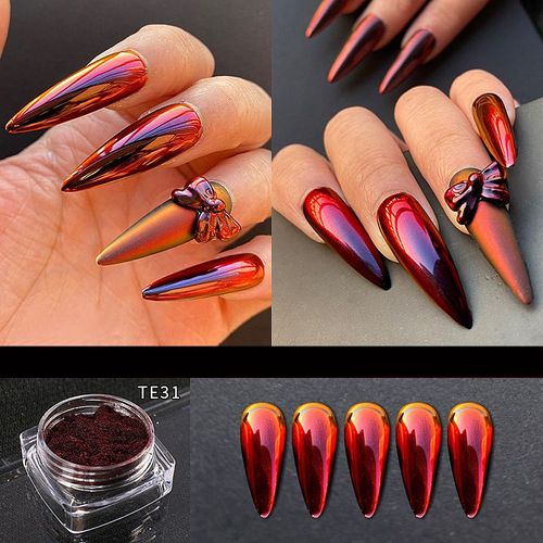 Poudre À Paillettes Pour Ongles, Art De Manucure Et De Pédicure, Couleur Unie, Effet Fantôme, Sirène, Miroir, Tslm1 
