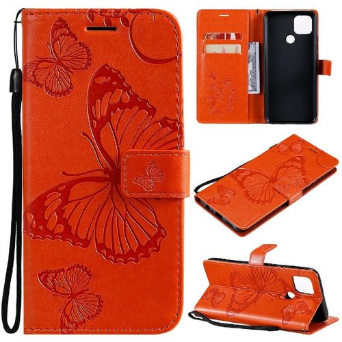 Flip Étui Pour Oppo A15 Couverture Magnétique Couverture Antichoc Flip Kickband Cuir Pu Avec Support De Fente Pour Carte - Couleur Orange