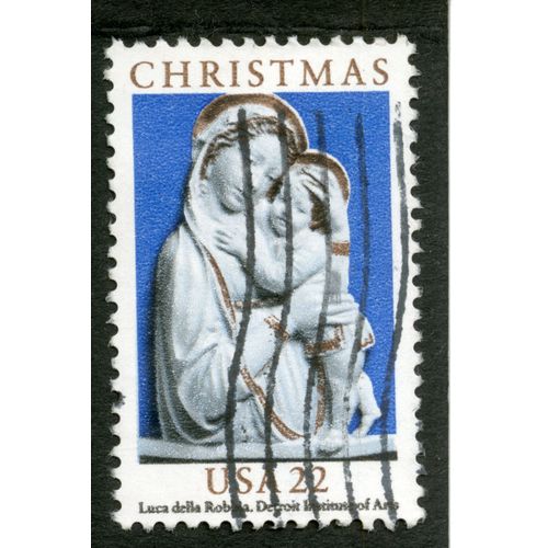 Timbre Oblitéré Usa 22, Christmas, Luca Della Robbia, Detroit Institute Of Arts