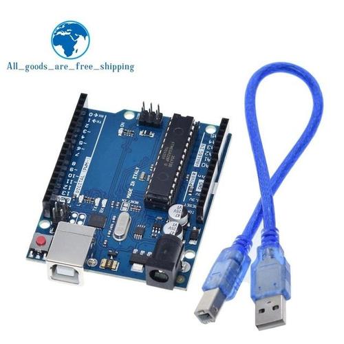 UNO R3 with cable 1 ensemble UNO R3 boîte officielle ATMEGA16U2 + MEGA328P puce pour Arduino UNO R3 carte de développement + câble USB