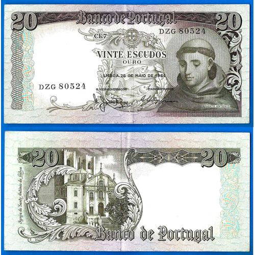 Portugal 20 Escudos 1964 Santo Antonio Europe Escudo Billet