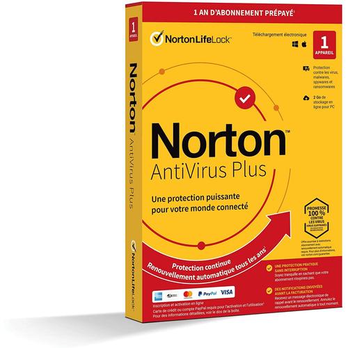 Norton Antivirus Plus 2021 | 1 Pc | Protection Pc, Pc Sécurité Internet, Gestion Mots De Passe, 2 Go Stockage Cloud | 1 An | Pc/Mac/Windows