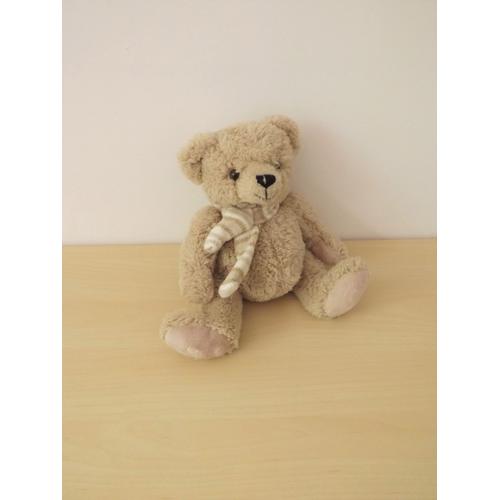 Peluche Ours Beige Écharpe Rayé Les Petites Marie