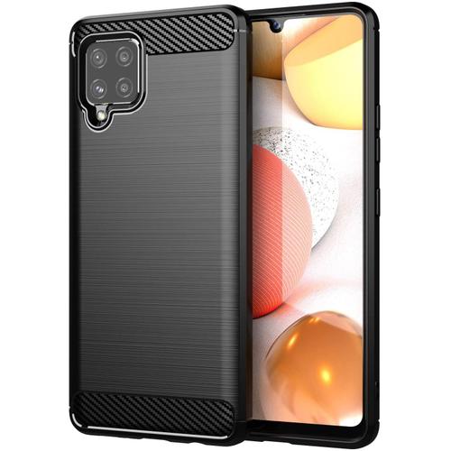 Coque Brossée Noire Samsung Galaxy A12 4g Carbon Fiber Antichoc - Accessoires Pochette Case