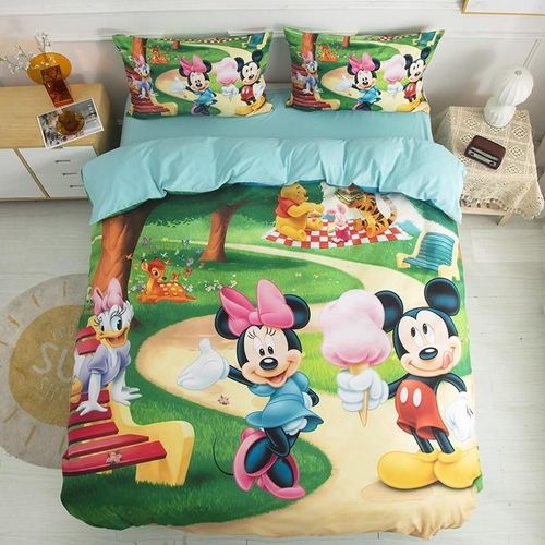 Mickey Minnie Twin 4pcs Avec Feuille Ensemble De Literie Princesse Elsa Anna Congeles Disney Pour Lit Bebe Fille Rakuten