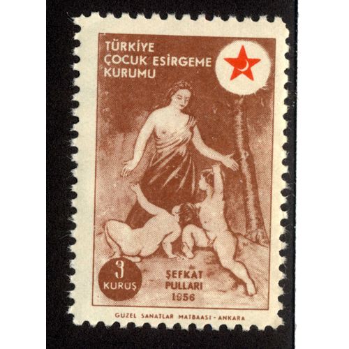 Timbre Sefkat Pullari 1956.Turkiye Cucuk Esirgeme Kurumu.3 Kurus