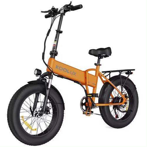 Koolux Bk10s Vélo Électrique Pliant 250w 25 Km/H 20 "* 4.0 Fatbike 48v / 13ah Transmission À 7 Vitesses Orange