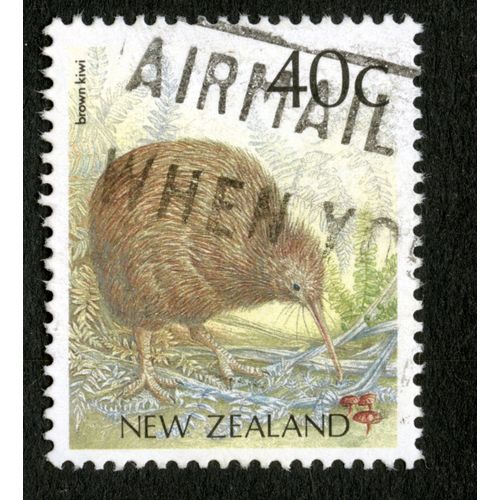 Timbre Oblitéré New Zealand, Brown Kiwi, 40 C