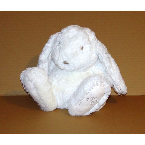 Doudou Lapin Boule Blanc Tartine Et Chocolat Gros Modele 30 Cm Peluche Lapin Assis