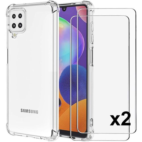Coque Galaxy A12 + 2x Vitre Housse Silicone Transparent Verre Trempe