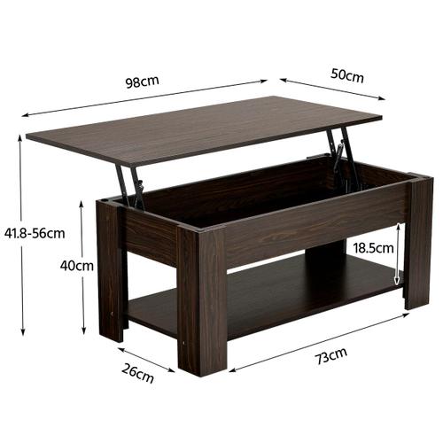 Table Basse, Table De Salon Avec Plateau Relevable, 60 X 100 X (48-62) Cm,  Marron Chêne Et Noir - Table basse BUT