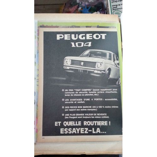 Publicité Papier: Peugeot 104, Parue Dans La Presse En 1970