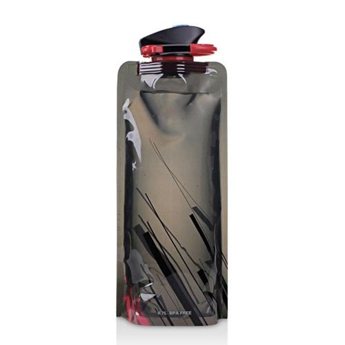 Réutilisable 700 Ml Sports Voyage Portable Pliable Pliable Boisson Bouteille D'eau Bouilloire En Plein Air Sans Bpa, Noir