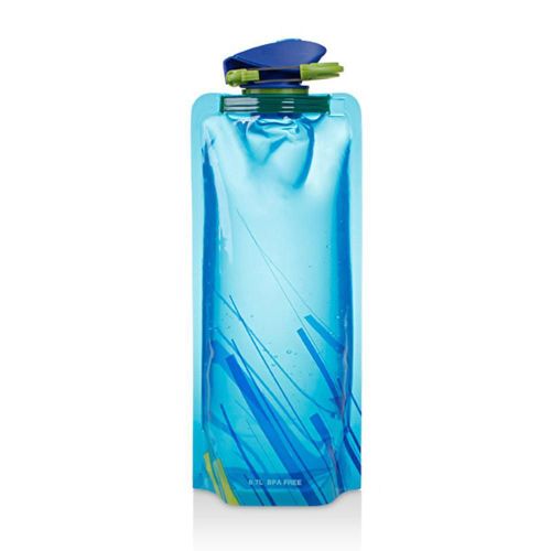 Réutilisable 700 Ml Sports Voyage Portable Pliable Pliable Boisson Bouteille D'eau Bouilloire En Plein Air Sans Bpa, Bleu
