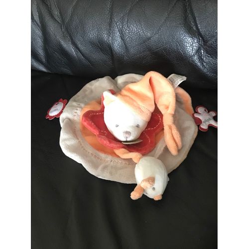 Doudou Et Compagnie Collector Anniversaire Chat  Plat Rond Orange Rouge 22cm