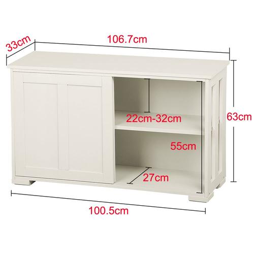 Yaheetech Petit Bahut Buffet Commode Bas De Cuisine Avec 2 Portes Coulissantes Armoire De Rangement Salon/Salle À Manger Tablette Réglable 106,7 X 33 X 63 Cm