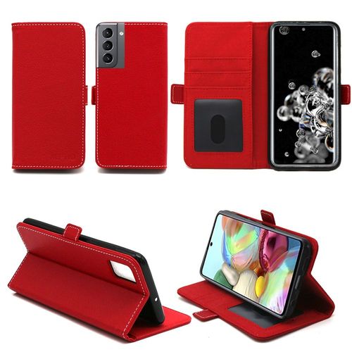 Samsung Galaxy S21 5g Etui Protection Portefeuille Rouge À Rabat Avec Porte Cartes - Housse Galaxy S21 Folio Coque Silicone Antichoc Smartphone 2021 - Accessoires Pochette Case