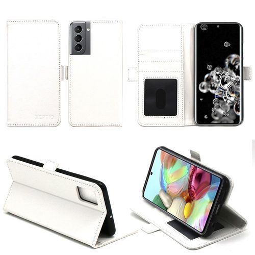 Samsung Galaxy S21 Plus / S21+ 5g Etui Protection Portefeuille Blanc À Rabat Avec Porte Cartes - Housse Galaxy S21 Plus / S21+ Folio Blanche Coque Silicone Antichoc Smartphone 2021 - Accessoires Pochette Case