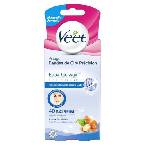 Veet Bandes De Cire Visage - Peaux Sensibles Maxi Format 