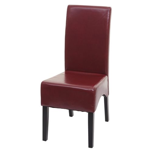 Chaise De Salle À Manger Latina, Chaise De Cuisine, Cuir   Rouge, Pieds Foncés