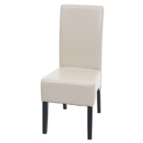 Chaise De Salle À Manger Latina, Chaise De Cuisine, Cuir   Crème, Pieds Foncés