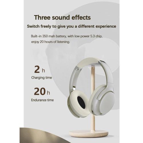 Casque Bluetooth 5.3 Ecouteur sans fil - appel qualité de théâtre surround stéréo Multi - effets sonores longue endurance - Matériel léger blanc géométrique couleur et Vie imperméable à l'eau