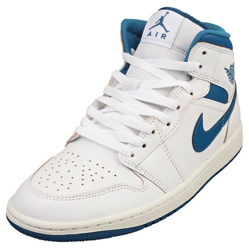 Nike Air Jordan 1 Mid Se Pour Hommes Baskets En Cuir Blanc Et Bleu 44 Rakuten