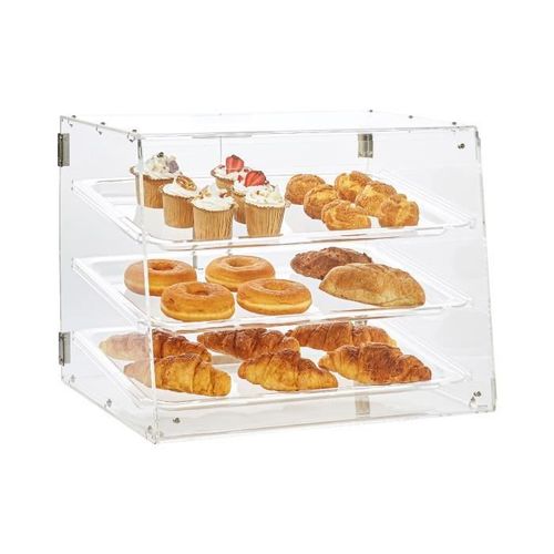 Vitrine à gâteaux -VEVOR- Présentoir à Pâtisserie Vitrine de Boulangerie en Acrylique à 3 Niveaux,510x350x35mm,Transparent,amovible