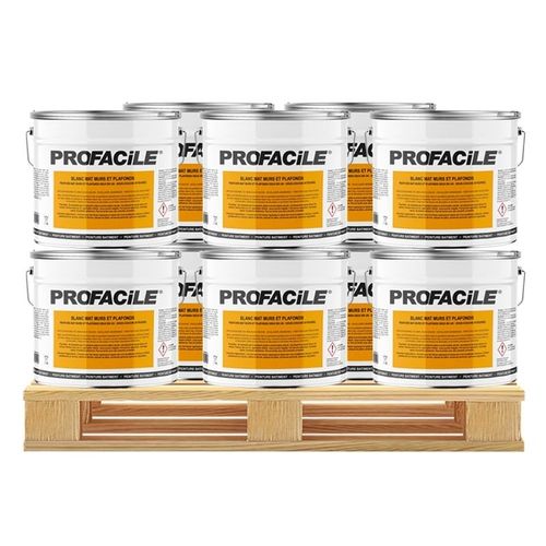 Peinture blanc mat intérieur murs et plafonds, 2 en 1, Impression et Finition PROFACILE 10 x 10L