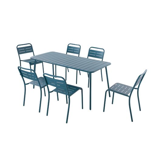 Ensemble Table Et Chaises 6 Personnes Bleu Bergame