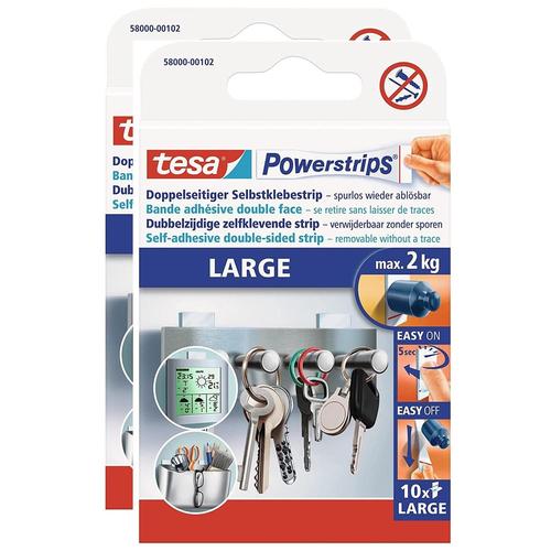 tesa Lot de 2 Lots 10 Powerstrips Large fixe des objets jusqu'à 2 kg