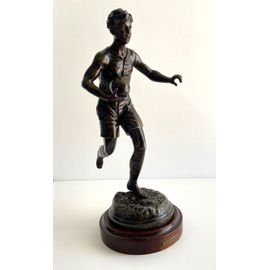 Ancienne Sculpture Statue en Régule Patine Bronze Signée GUILLEMIN Rugby 1900
