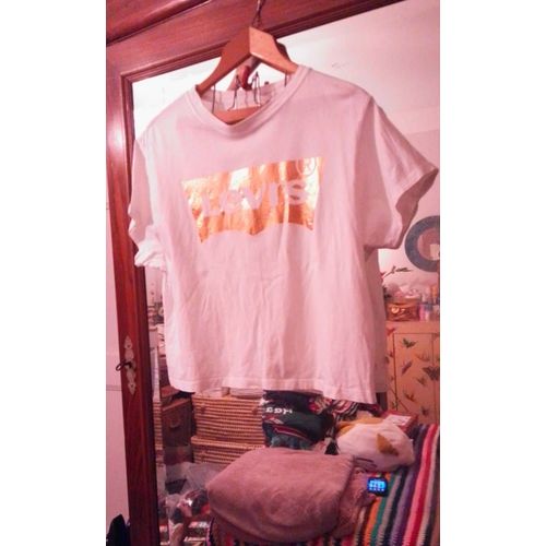 Tee Shirt Ample Blanc Imprimé Doré 34 Xs Levi S.