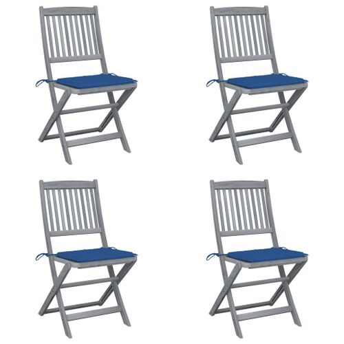 Vidaxl Chaises Pliables D'extérieur 4 Pcs Avec Coussins Bois D'acacia