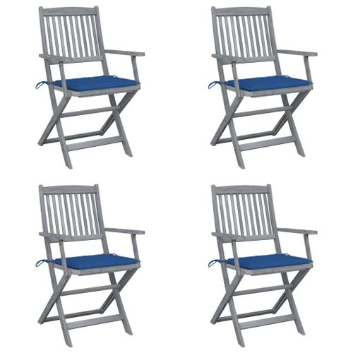 Vidaxl Chaises Pliables D'extérieur 4 Pcs Avec Coussins Bois D'acacia