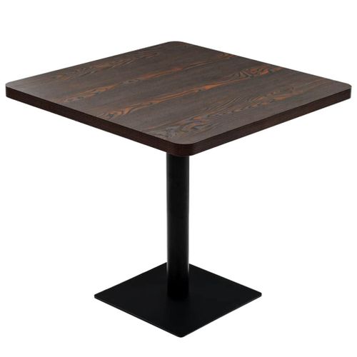Vidaxl Table De Bistro Mdf Et Acier Carré 80 X 80 X 75 Cm Frêne Foncé