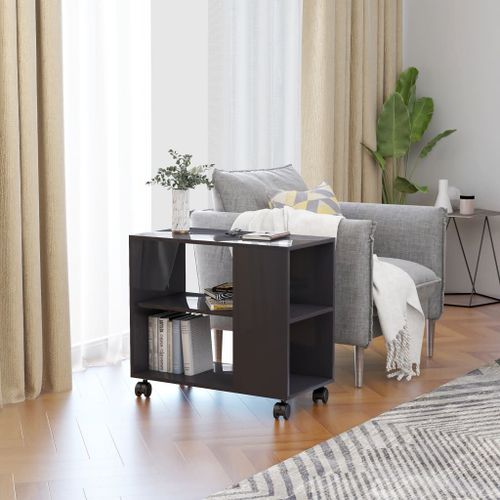 Vidaxl Table D'appoint Gris Brillant 70x35x55 Cm Bois D'ingénierie