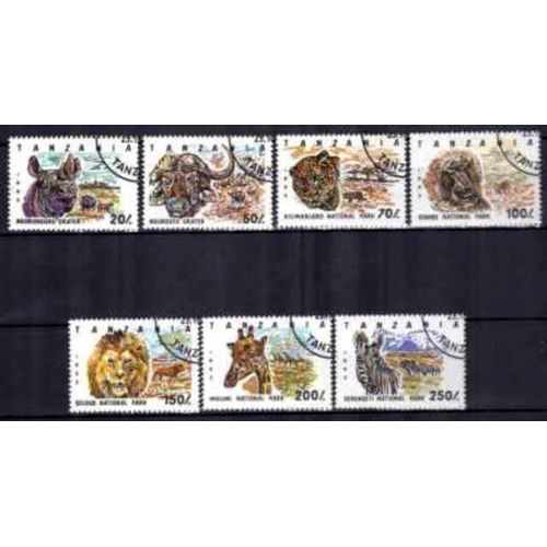 Animaux Faune Sauvage Tanzanie Série Compléte (21) De 7 Timbres Oblitérés