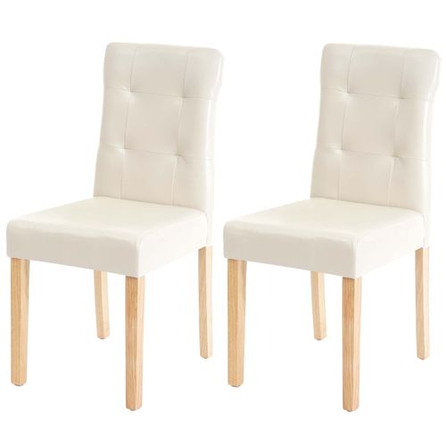 2x Chaise De Salle À Manger Hwc-E58, Fauteuil   Similicuir Crème, Pieds Clairs