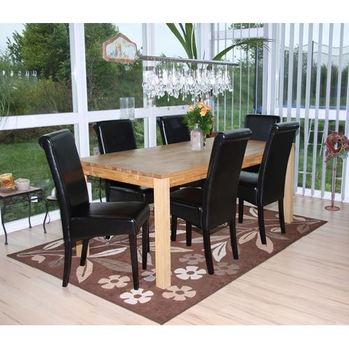 Lot De 6 Chaises De Séjour Novara Ii, Cuir   Noir/Pieds Foncés