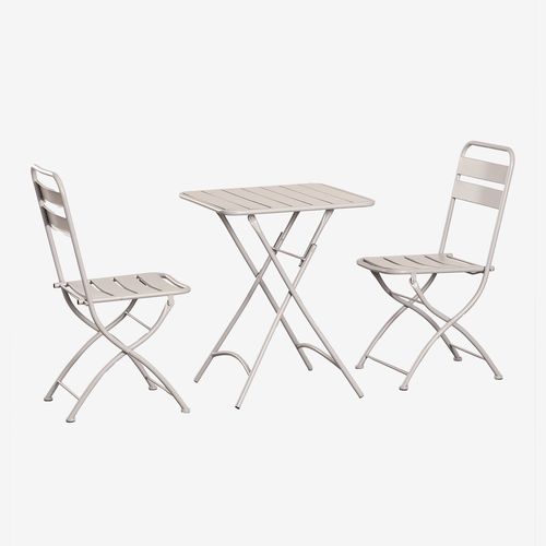 Ensemble Avec Une Table Pliante (60x60 Cm) & 2 Chaises Pliantes Janti Tapioca Beige
