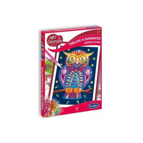 Kit Complet Tableau A Diamanter Hibou - Peinture Broderie Diamant Strass Perles - Art Et Creation - Des 8 Ans