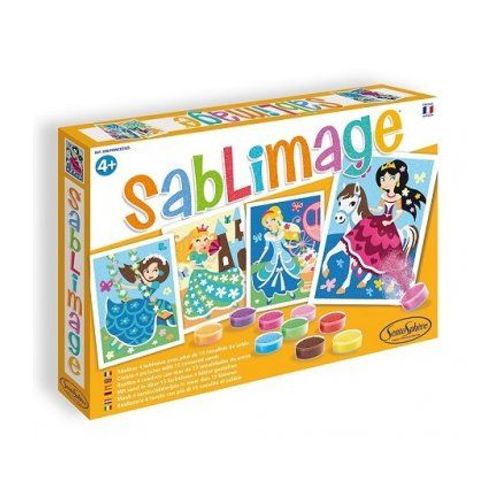 Coffret Sablimage Princesses : 4 Tableaux, 16 Pots Sable Colore - Loisir Creatif Enfant 4 Ans Fille - Made In France