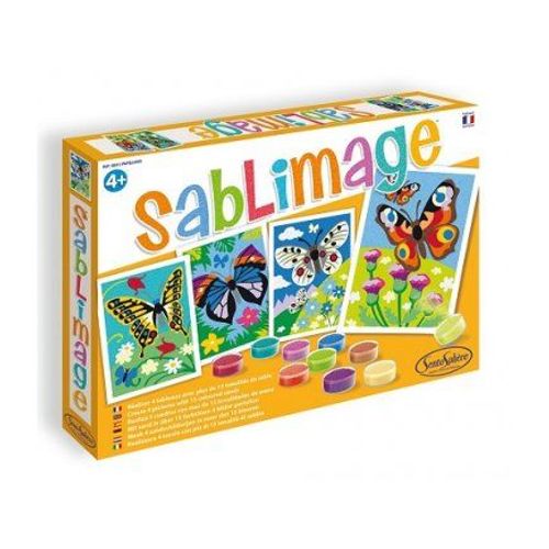Coffret Sablimage Papillons 4 Tableaux Animaux - Kit Creation En Sable Colore 16 Tonalites - Loisir Creatif Enfant